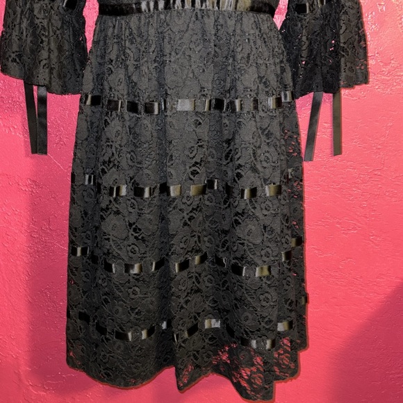 Betsey Johnson black lace and ribbon Babydoll dress. Sz 8. - Picture 6 of 17